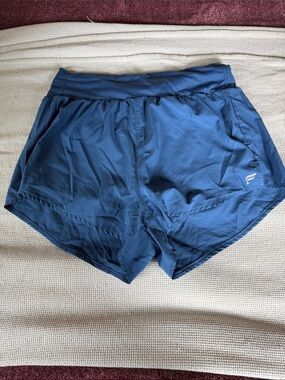 Navy Athletic Running Shorts with Reflective Logo